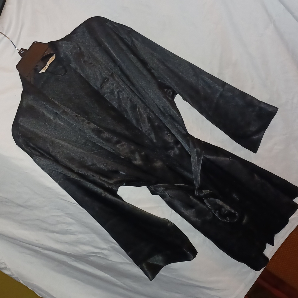 Black satin robe